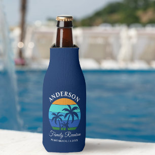 Family Reunion Summer Beach Palm Trees Blue Bottle Cooler
