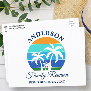 Family Reunion Summer Beach Palm Trees Postcard