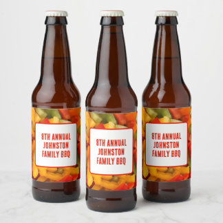 Family Reunion Summer Picnic Colourful Photo BBQ Beer Bottle Label
