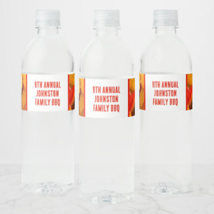 Family Reunion Summer Picnic Food Photo BBQ Water Bottle Label