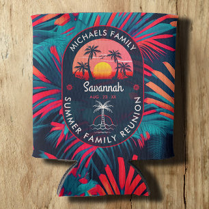 Family Reunion Summer Sunset Beach Palm Tree Can Cooler