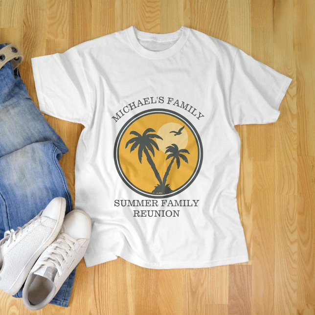 Family Reunion Summer Sunset Beach Palm Tree T-Shirt (Creator Uploaded)