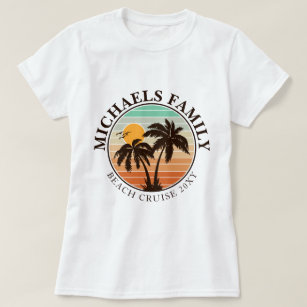 Family Reunion Summer Sunset Beach Palm Trees 60s T-Shirt