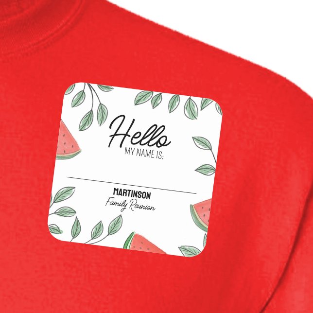 Family Reunion Summer Tree Watermelon Name Square Sticker (Creator Uploaded)