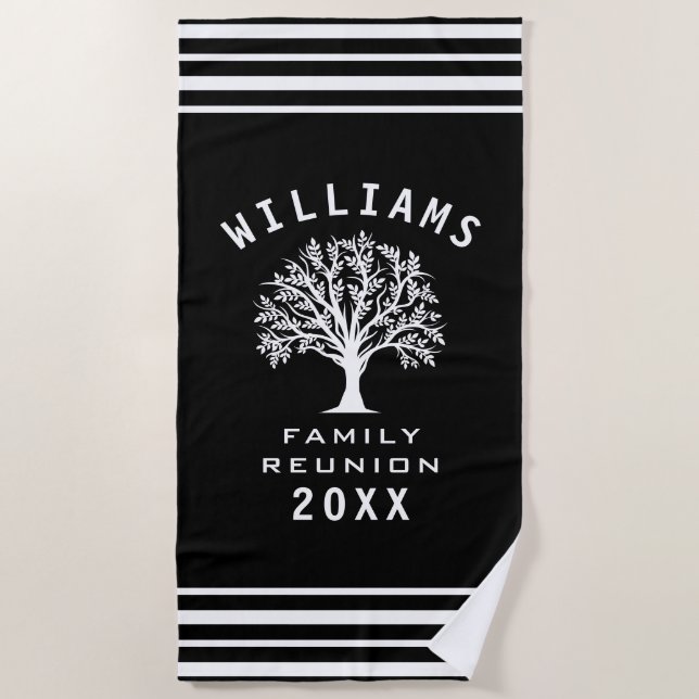 Family Reunion Summer Vacation Road Trip Cool Tree Beach Towel (Front)