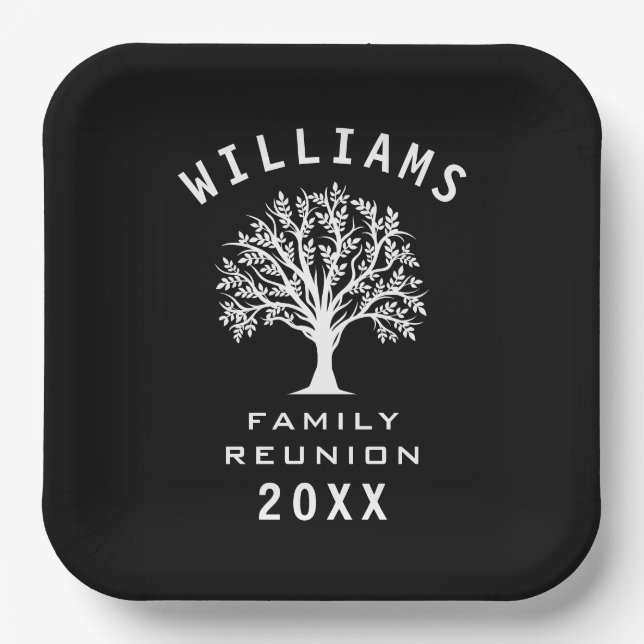 Family Reunion Summer Vacation Road Trip Cool Tree Paper Plate (Front)