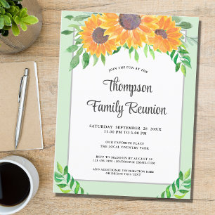 Family Reunion Sunflower Invitation Postcard