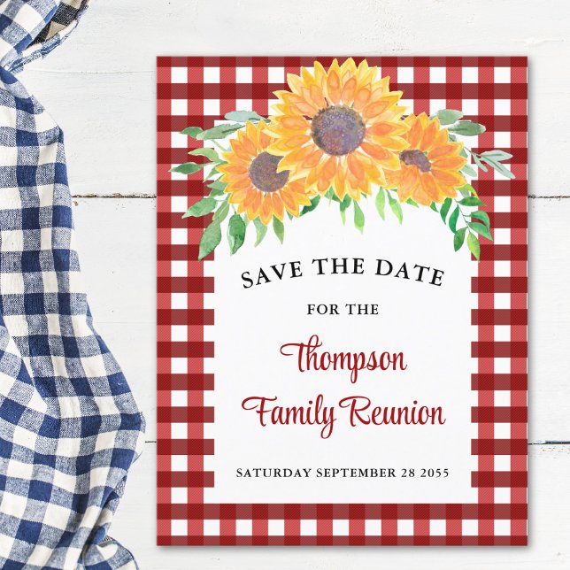 Family Reunion Sunflower Save The Date  Announcement Postcard (Creator Uploaded)