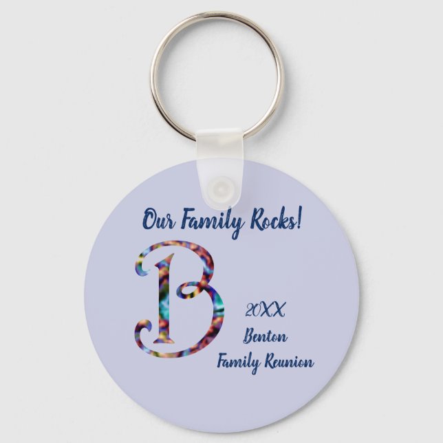 Family Reunion Tie-dye Letter B Monogram Initial Key Ring (Front)