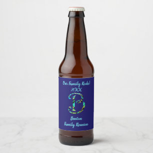 Family Reunion Tie-dye Style Letter B Monogram Beer Bottle Label