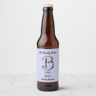 Family Reunion Tie-dye Style Letter B Monogram Beer Bottle Label