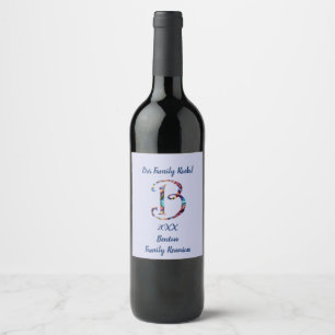 Family Reunion Tie-dye Style Letter B Monogram Wine Label