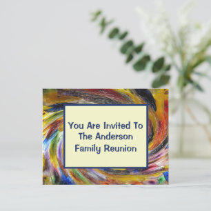 Family Reunion Tie Dye Swirled Event Invitation Postcard