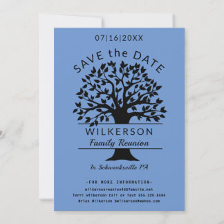 Family Reunion Tree French Blue Save The Date Card