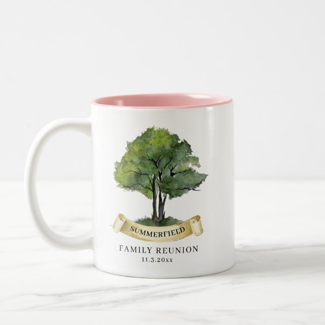 Family Reunion Tree Keepsake Name Personalised Two-Tone Coffee Mug (Left)