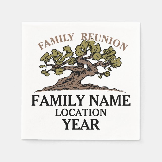 Family Reunion Tree Paper Napkins (Front)