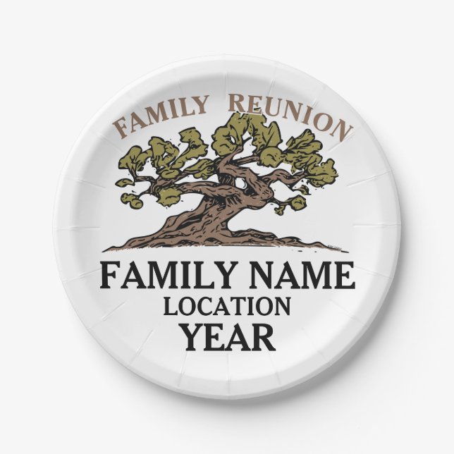 Family Reunion Tree Paper Plates (Front)