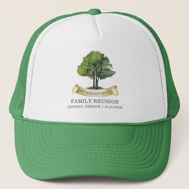Family Reunion Tree Vacation Matching Keepsake Trucker Hat (Front)