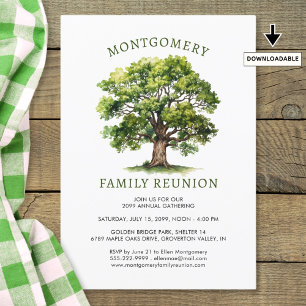 Family Reunion Tree Watercolor Invitation