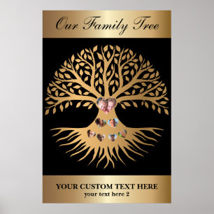 Family Reunion Tree with Photos and Hearts Poster