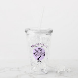 Family Reunion Trendy Purple Tree Artwork Acrylic Tumbler