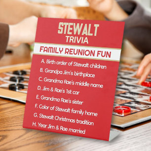 Family Reunion Trivia! Fun Custom  Pedestal Sign