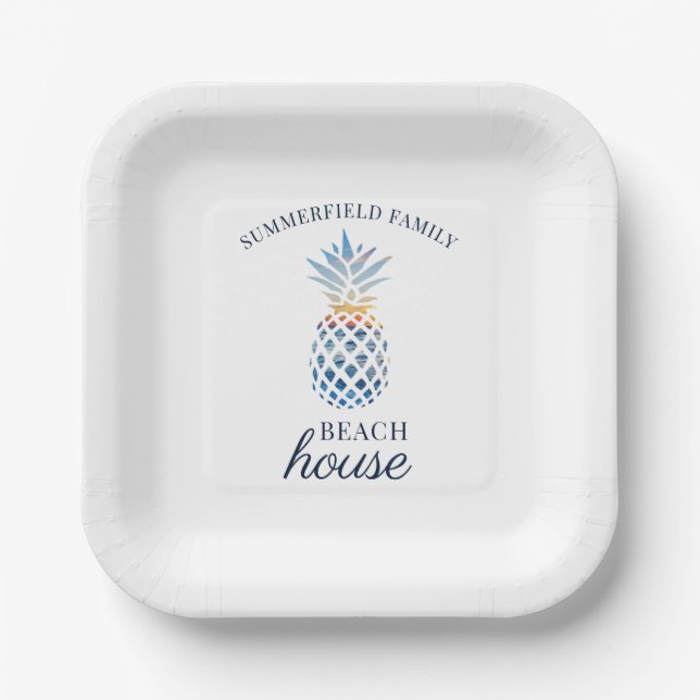 Family Reunion Tropical Beach Summer Party Custom Paper Plate (Front)