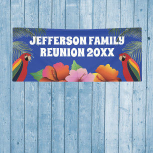Family Reunion Tropical Palms and Parrots Banner
