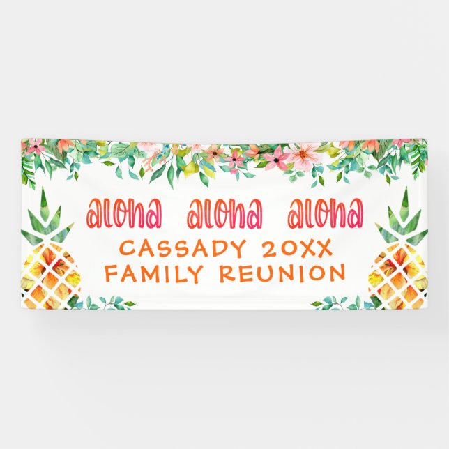Family Reunion Tropical Pineapple Floral Banner (Horizontal)