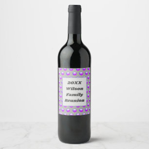 Family Reunion Vibrant Purple Polka Dot Pattern Wine Label