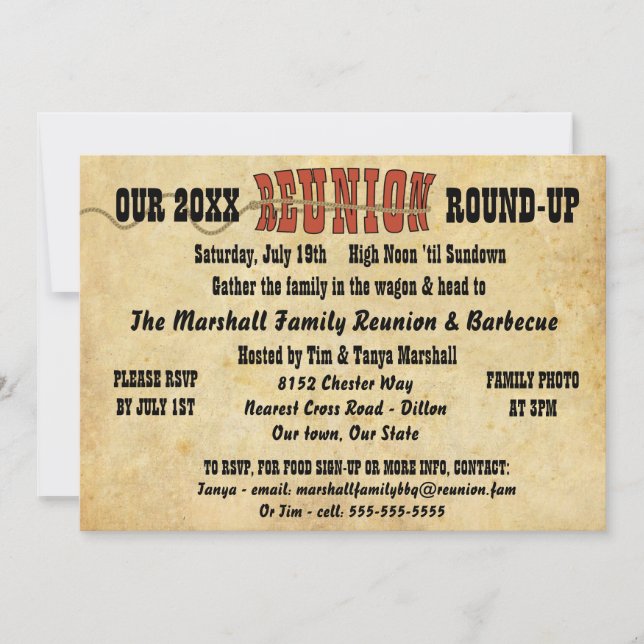 Family Reunion Vintage Western Theme Invitation (Front)
