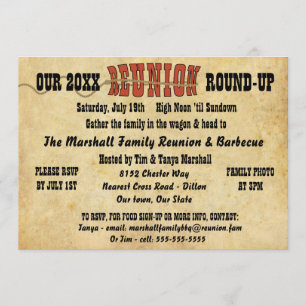 Family Reunion Vintage Western Theme Invitation