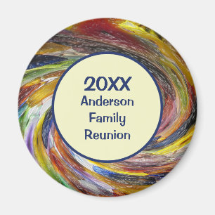 Family Reunion Vivid Tie Dye Swirl Abstract Event Magnet