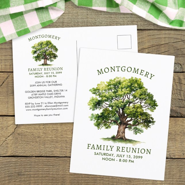 Family Reunion Watercolor Family Tree Postcard (Creator Uploaded)