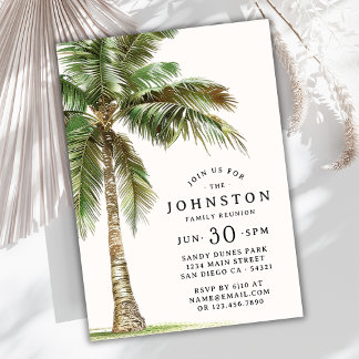 Family Reunion Watercolor Palm Tree Beach Party Invitation