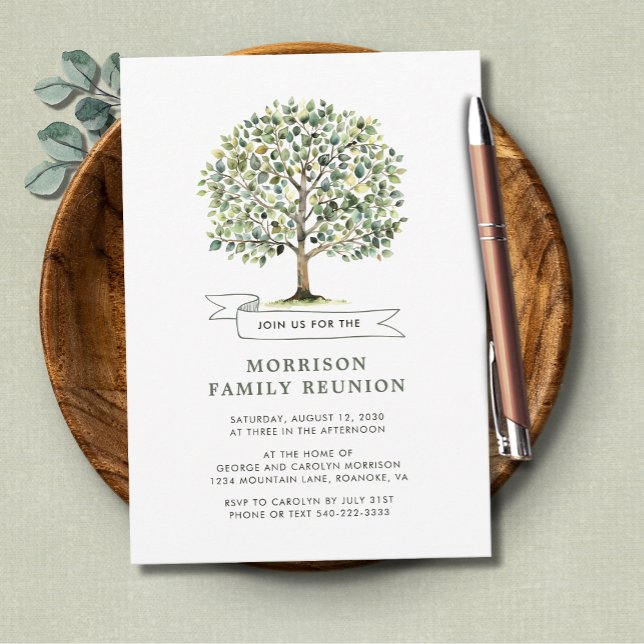 Family Reunion Watercolor Tree Get Together Invitation (Family Reunion Watercolor Tree Get Together Invitation)
