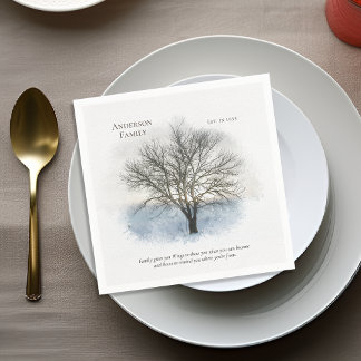 Family Reunion Watercolor Tree Napkin