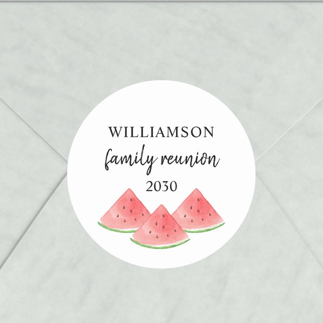 Family Reunion Watermelon  Classic Round Sticker (Creator Uploaded)