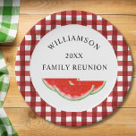 Family Reunion Watermelon  Paper Plate<br><div class="desc">Are you planning a family reunion?
Add these cheerful paper plates to your table decor. They are decorated with watercolor watermelons.
Easily customisable.
Original Watercolor © Michele Davies.</div>