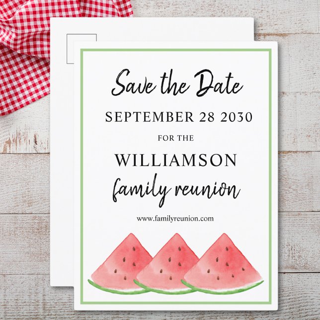 Family Reunion Watermelon Save The Date  Announcement Postcard (Creator Uploaded)