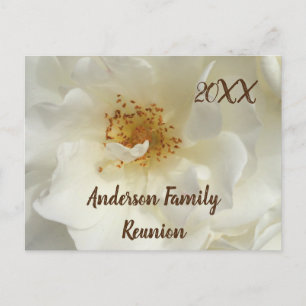 Family Reunion White Rose Photo Floral Invitation Postcard