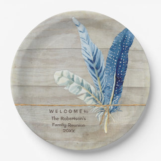 Family Reunion Wood Fence Board w Feather Paper Plate