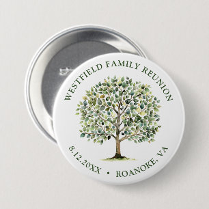 Family Reunion Woodland Watercolor Tree 7.5 Cm Round Badge
