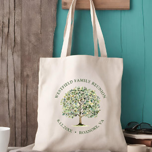 Family Reunion Woodland Watercolor Tree Tote Bag