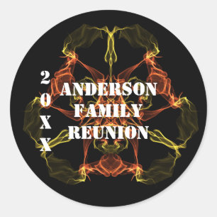 Family Reunion Yellow Orange Abstract Celestial Classic Round Sticker