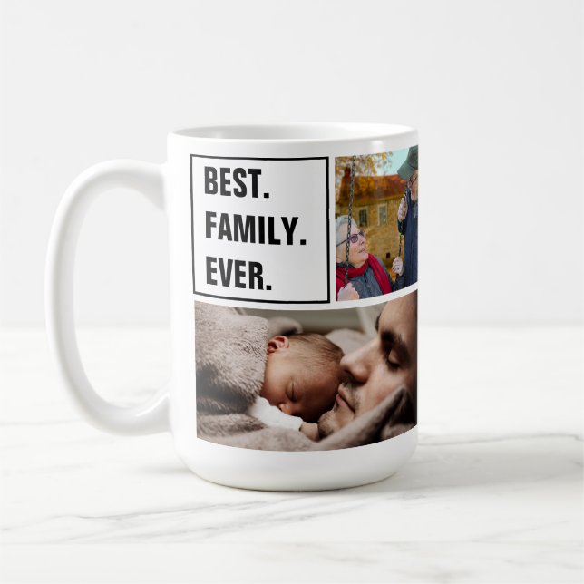 Family Reunions Photo Collage and Custom Text Coffee Mug (Left)