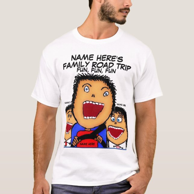 Family Road Trip Cartoon T-Shirt (Front)
