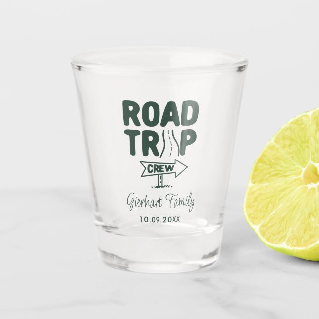 Family Road Trip Custom Green Shot Glass (Front)