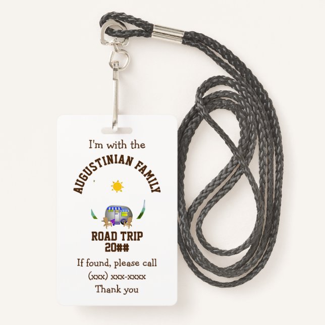 Family Road Trip LOST CHILD ID Badge (Front with Lanyard)