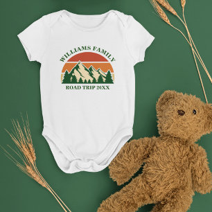 Family Road Trip Mountain Sunset Cute Custom Baby Bodysuit